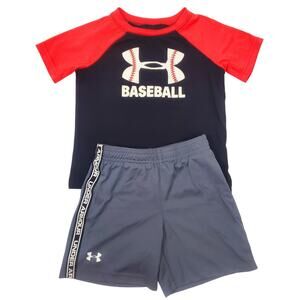 Boys Under Armour 2 pc Shirt Shorts Set Size 24m Baseball Outfit Play